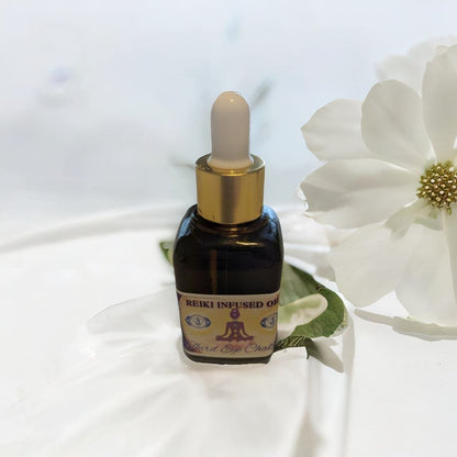 Reiki Infused 1 oz Dropper Bottle Oils with Crystals